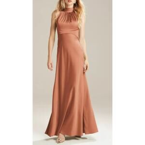 AW BRIDAL 2 XS raw sienna orange Janina wedding bridesmaid maxi dress NEW B173